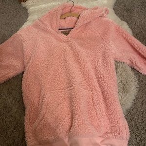 Pink fuzzy pajama sweater